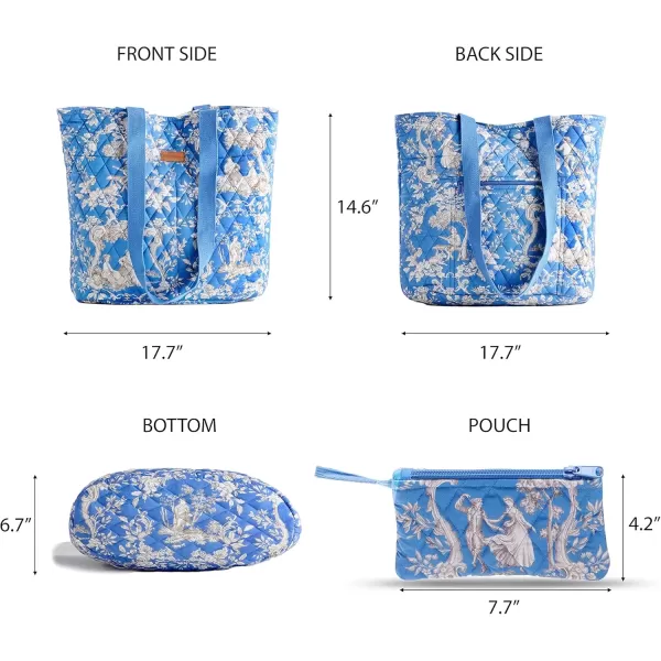 imageMaison d Hermine Shopping Bag Cotton Quilted Tote Bag with Zipper Pockets ampamp Small Pouch Grocery Bag for Work Travel Lunch31  Joli Jouy