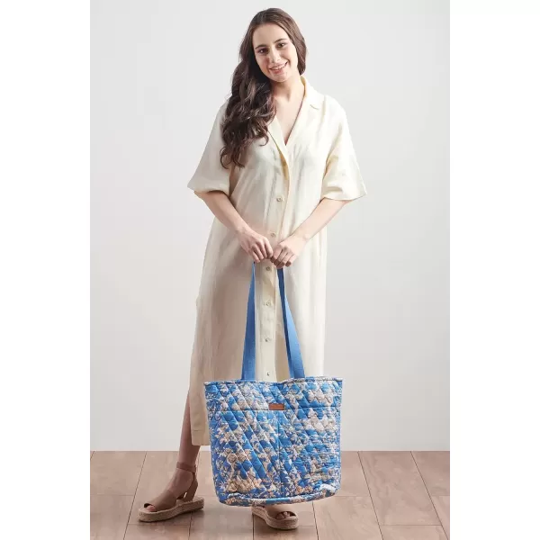 imageMaison d Hermine Shopping Bag Cotton Quilted Tote Bag with Zipper Pockets ampamp Small Pouch Grocery Bag for Work Travel Lunch31  Joli Jouy