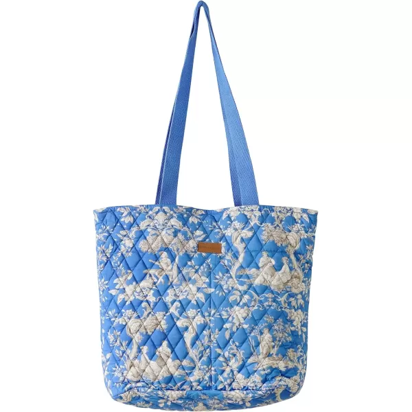 imageMaison d Hermine Shopping Bag Cotton Quilted Tote Bag with Zipper Pockets ampamp Small Pouch Grocery Bag for Work Travel Lunch31  Joli Jouy