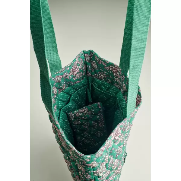 imageMaison d Hermine Shopping Bag Cotton Quilted Tote Bag with Zipper Pockets ampamp Small Pouch Grocery Bag for Work Travel Lunch34  Surya  Green