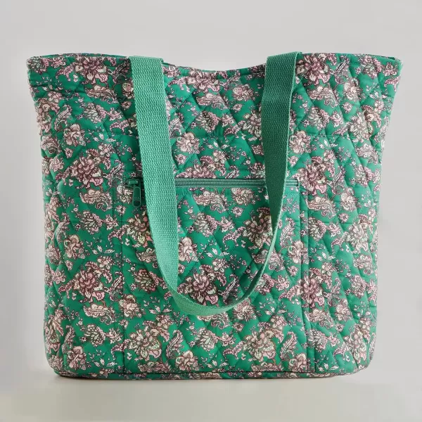 imageMaison d Hermine Shopping Bag Cotton Quilted Tote Bag with Zipper Pockets ampamp Small Pouch Grocery Bag for Work Travel Lunch34  Surya  Green