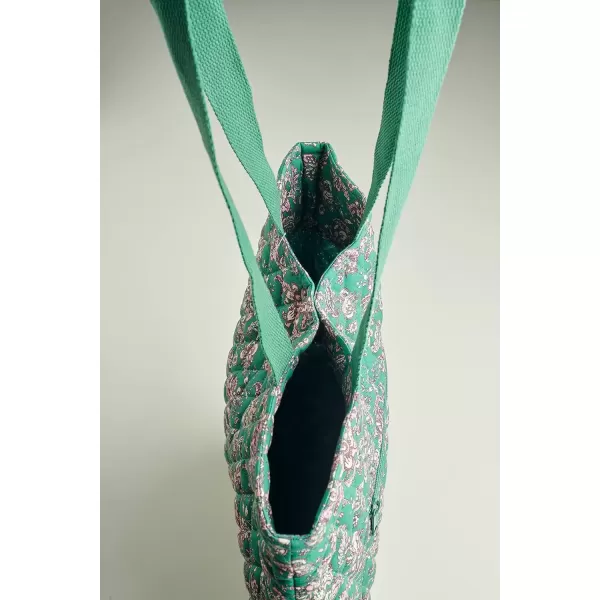 imageMaison d Hermine Shopping Bag Cotton Quilted Tote Bag with Zipper Pockets ampamp Small Pouch Grocery Bag for Work Travel Lunch34  Surya  Green