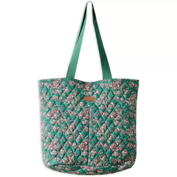 imageMaison d Hermine Shopping Bag Cotton Quilted Tote Bag with Zipper Pockets ampamp Small Pouch Grocery Bag for Work Travel Lunch34  Surya  Green