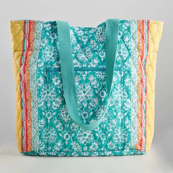 imageMaison d Hermine Shopping Bag Cotton Quilted Tote Bag with Zipper Pockets ampamp Small Pouch Grocery Bag for Work Travel Lunch35  Katmandou  Turquoise