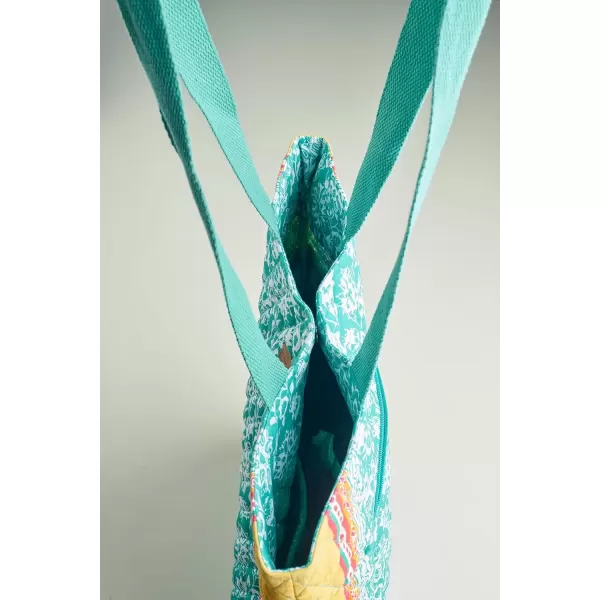 imageMaison d Hermine Shopping Bag Cotton Quilted Tote Bag with Zipper Pockets ampamp Small Pouch Grocery Bag for Work Travel Lunch35  Katmandou  Turquoise