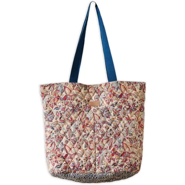 imageMaison d Hermine Shopping Bag Cotton Quilted Tote Bag with Zipper Pockets ampamp Small Pouch Grocery Bag for Work Travel Lunch37  Kerala  Blue