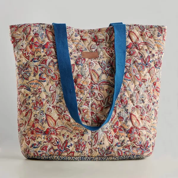 imageMaison d Hermine Shopping Bag Cotton Quilted Tote Bag with Zipper Pockets ampamp Small Pouch Grocery Bag for Work Travel Lunch37  Kerala  Blue