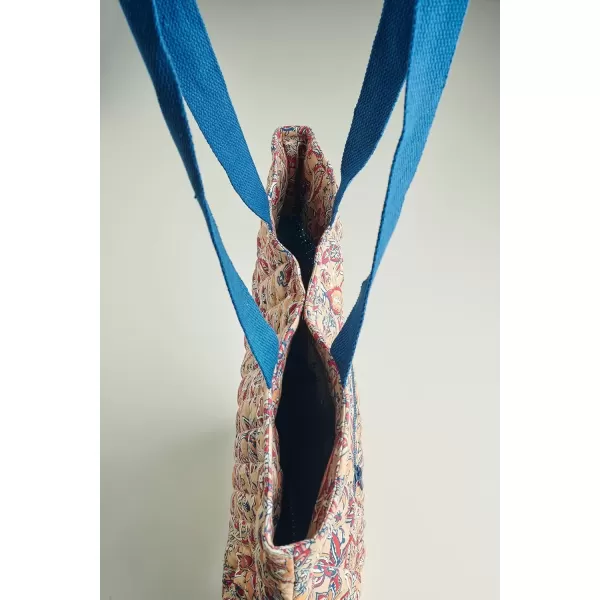 imageMaison d Hermine Shopping Bag Cotton Quilted Tote Bag with Zipper Pockets ampamp Small Pouch Grocery Bag for Work Travel Lunch37  Kerala  Blue