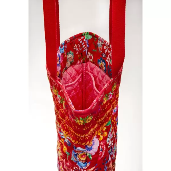 imageMaison d Hermine Shopping Bag Cotton Quilted Tote Bag with Zipper Pockets ampamp Small Pouch Grocery Bag for Work Travel Lunch38  Happy Florals  Red