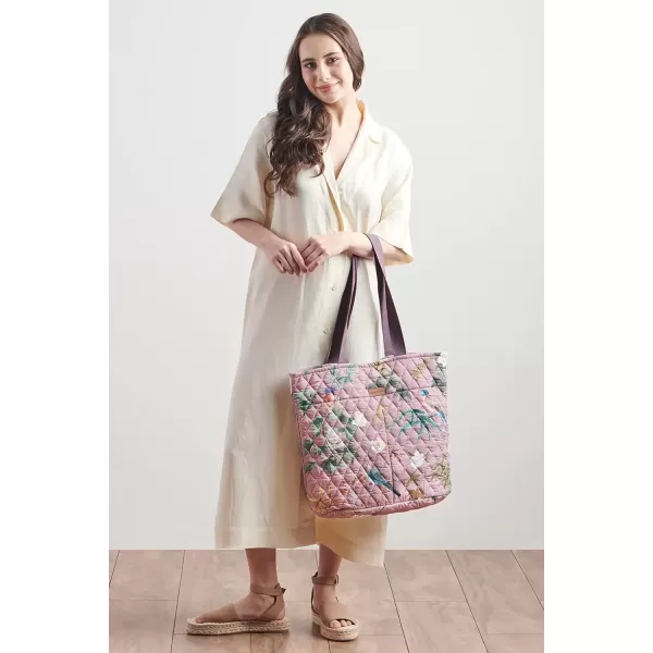 imageMaison d Hermine Shopping Bag Cotton Quilted Tote Bag with Zipper Pockets ampamp Small Pouch Grocery Bag for Work Travel Lunch39  Hokuzai  Violet