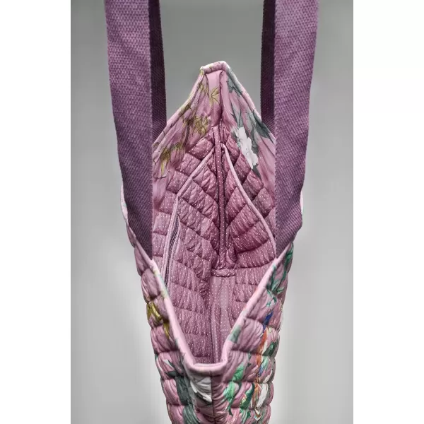 imageMaison d Hermine Shopping Bag Cotton Quilted Tote Bag with Zipper Pockets ampamp Small Pouch Grocery Bag for Work Travel Lunch39  Hokuzai  Violet