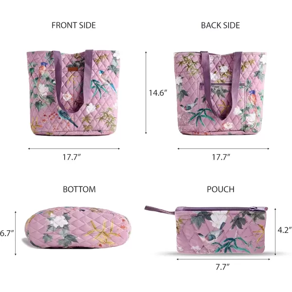 imageMaison d Hermine Shopping Bag Cotton Quilted Tote Bag with Zipper Pockets ampamp Small Pouch Grocery Bag for Work Travel Lunch39  Hokuzai  Violet