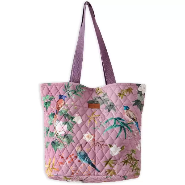 imageMaison d Hermine Shopping Bag Cotton Quilted Tote Bag with Zipper Pockets ampamp Small Pouch Grocery Bag for Work Travel Lunch39  Hokuzai  Violet
