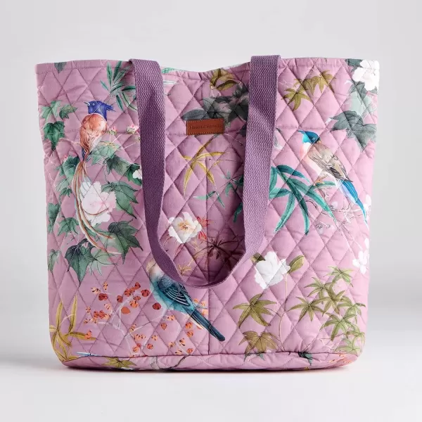 imageMaison d Hermine Shopping Bag Cotton Quilted Tote Bag with Zipper Pockets ampamp Small Pouch Grocery Bag for Work Travel Lunch39  Hokuzai  Violet
