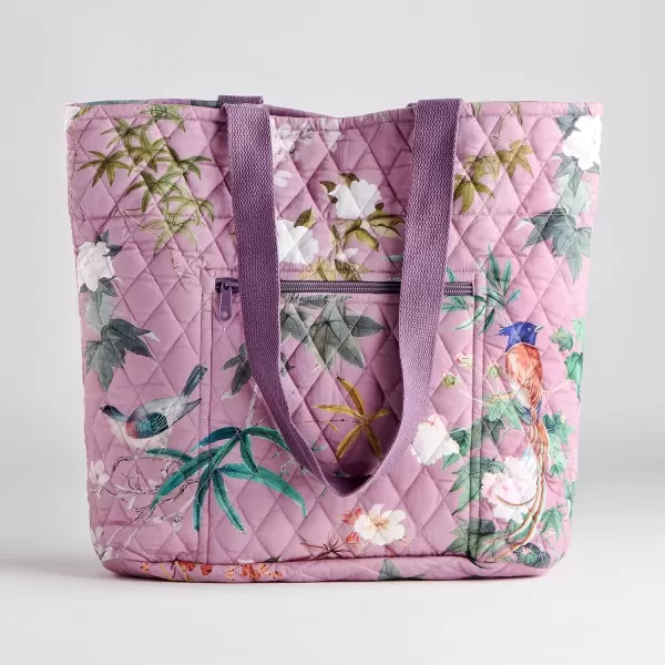 imageMaison d Hermine Shopping Bag Cotton Quilted Tote Bag with Zipper Pockets ampamp Small Pouch Grocery Bag for Work Travel Lunch39  Hokuzai  Violet