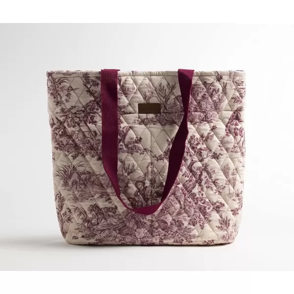 imageMaison d Hermine Shopping Bag Cotton Quilted Tote Bag with Zipper Pockets ampamp Small Pouch Grocery Bag for Work Travel Lunch4  the Miller  Red