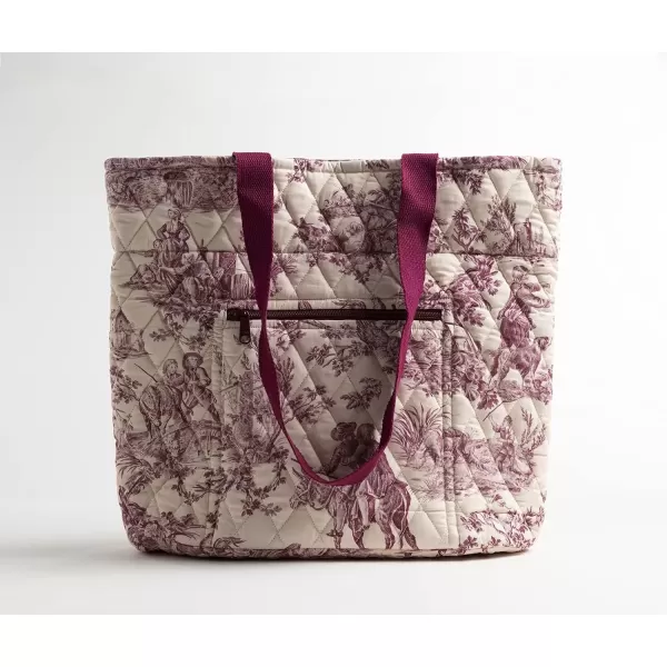 imageMaison d Hermine Shopping Bag Cotton Quilted Tote Bag with Zipper Pockets ampamp Small Pouch Grocery Bag for Work Travel Lunch4  the Miller  Red