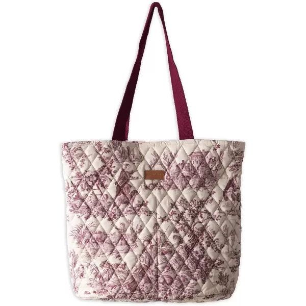 imageMaison d Hermine Shopping Bag Cotton Quilted Tote Bag with Zipper Pockets ampamp Small Pouch Grocery Bag for Work Travel Lunch4  the Miller  Red