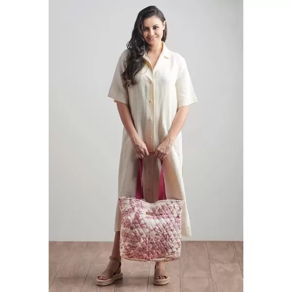 imageMaison d Hermine Shopping Bag Cotton Quilted Tote Bag with Zipper Pockets ampamp Small Pouch Grocery Bag for Work Travel Lunch4  the Miller  Red