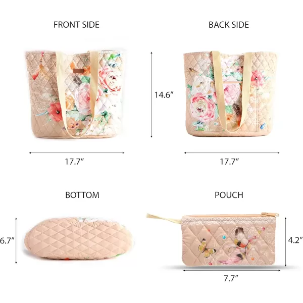 imageMaison d Hermine Shopping Bag Cotton Quilted Tote Bag with Zipper Pockets ampamp Small Pouch Grocery Bag for Work Travel Lunch40  Ibiza