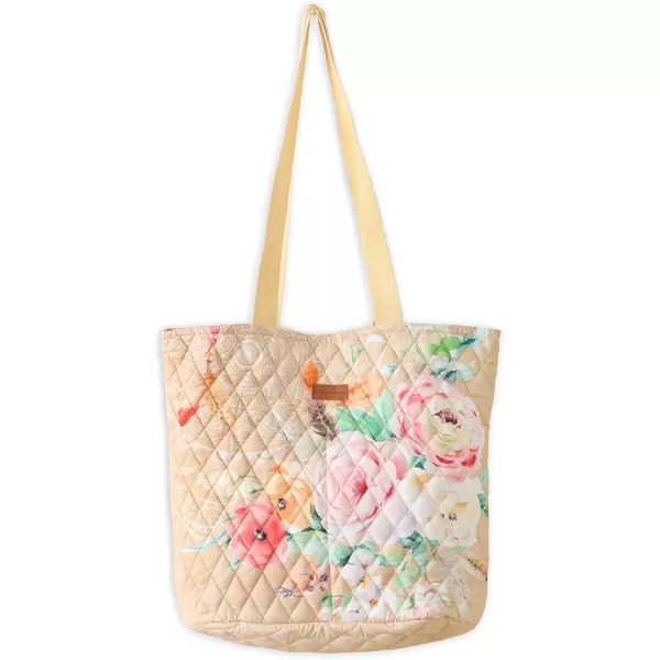 imageMaison d Hermine Shopping Bag Cotton Quilted Tote Bag with Zipper Pockets ampamp Small Pouch Grocery Bag for Work Travel Lunch40  Ibiza