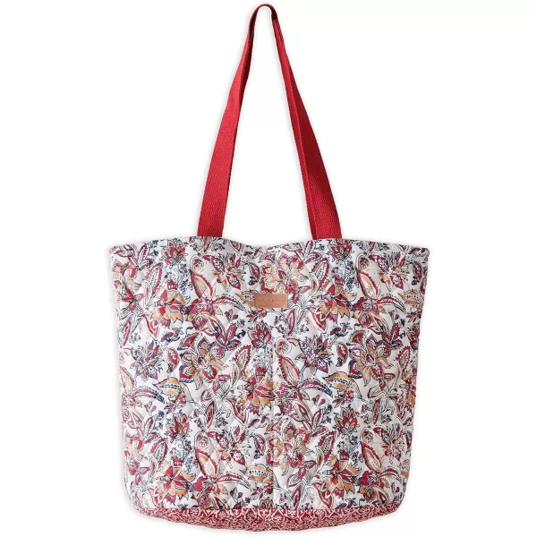 imageMaison d Hermine Shopping Bag Cotton Quilted Tote Bag with Zipper Pockets ampamp Small Pouch Grocery Bag for Work Travel Lunch41  Kerala  Red