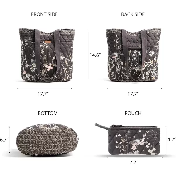 imageMaison d Hermine Shopping Bag Cotton Quilted Tote Bag with Zipper Pockets ampamp Small Pouch Grocery Bag for Work Travel Lunch42  Meadow Florals