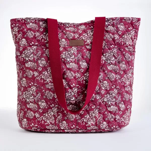 imageMaison d Hermine Shopping Bag Cotton Quilted Tote Bag with Zipper Pockets ampamp Small Pouch Grocery Bag for Work Travel Lunch43  Surya  Maroon