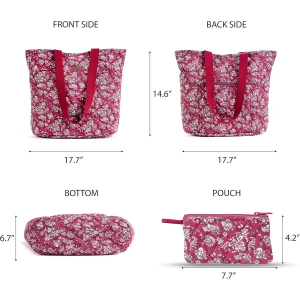 imageMaison d Hermine Shopping Bag Cotton Quilted Tote Bag with Zipper Pockets ampamp Small Pouch Grocery Bag for Work Travel Lunch43  Surya  Maroon