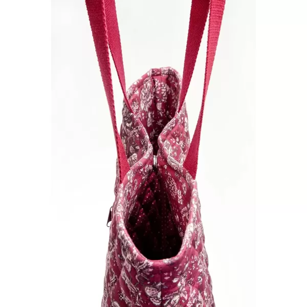 imageMaison d Hermine Shopping Bag Cotton Quilted Tote Bag with Zipper Pockets ampamp Small Pouch Grocery Bag for Work Travel Lunch43  Surya  Maroon