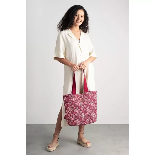 imageMaison d Hermine Shopping Bag Cotton Quilted Tote Bag with Zipper Pockets ampamp Small Pouch Grocery Bag for Work Travel Lunch43  Surya  Maroon