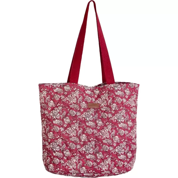 imageMaison d Hermine Shopping Bag Cotton Quilted Tote Bag with Zipper Pockets ampamp Small Pouch Grocery Bag for Work Travel Lunch43  Surya  Maroon