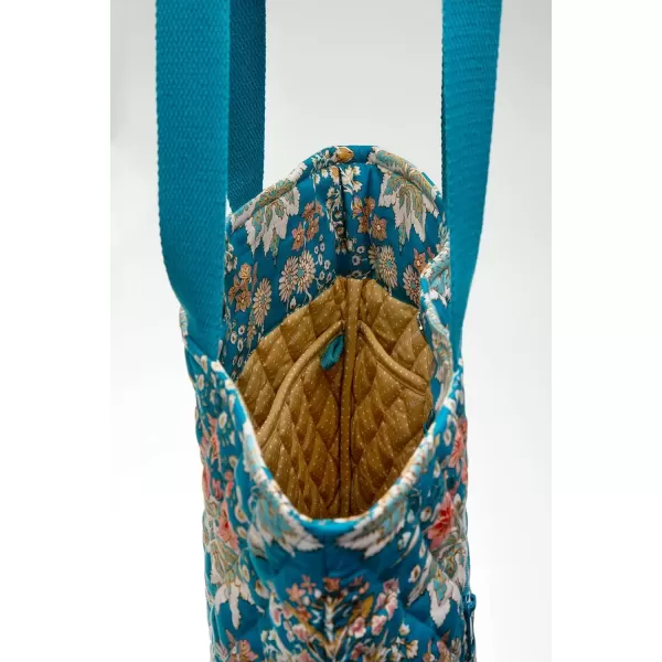 imageMaison d Hermine Shopping Bag Cotton Quilted Tote Bag with Zipper Pockets ampamp Small Pouch Grocery Bag for Work Travel Lunch44  Marquise  Blue