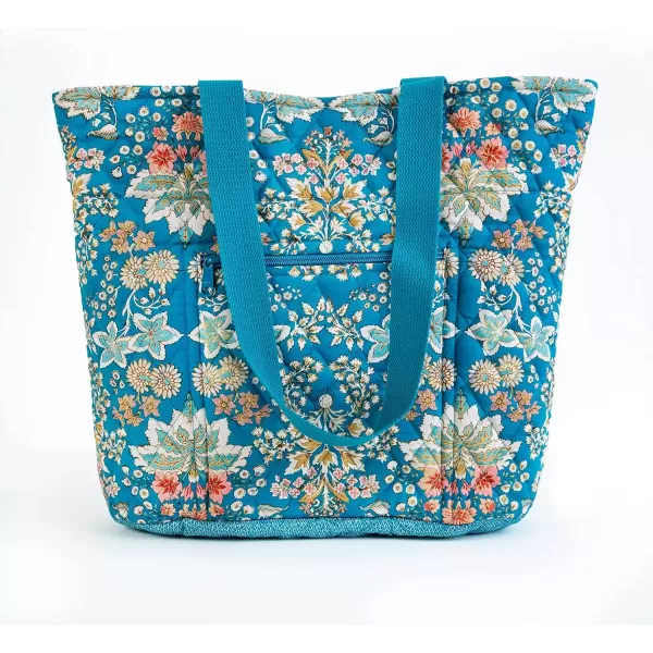 imageMaison d Hermine Shopping Bag Cotton Quilted Tote Bag with Zipper Pockets ampamp Small Pouch Grocery Bag for Work Travel Lunch44  Marquise  Blue