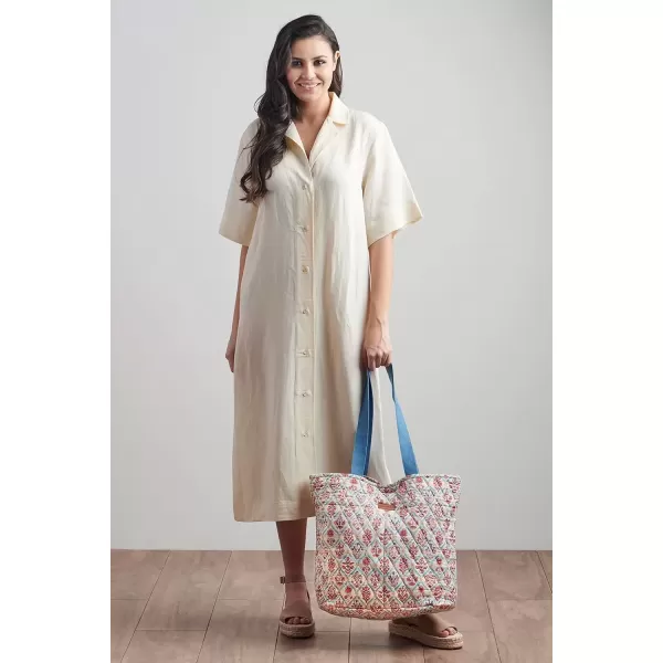 imageMaison d Hermine Shopping Bag Cotton Quilted Tote Bag with Zipper Pockets ampamp Small Pouch Grocery Bag for Work Travel Lunch47  Albane