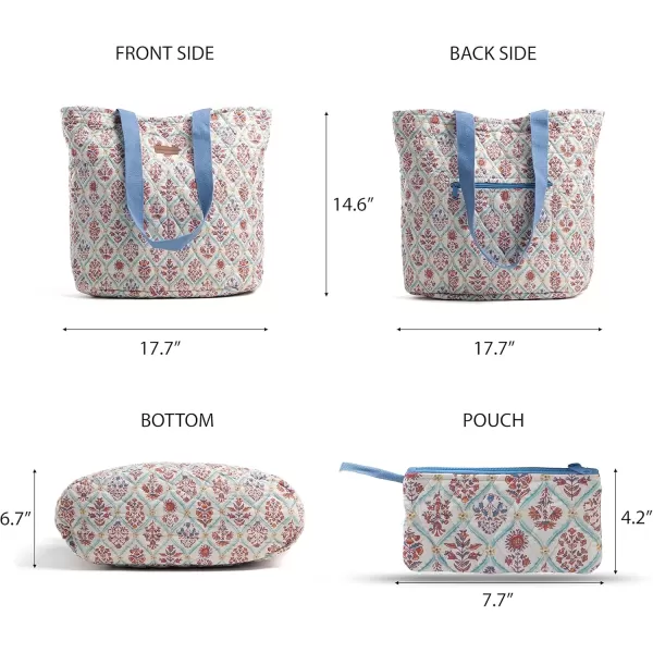 imageMaison d Hermine Shopping Bag Cotton Quilted Tote Bag with Zipper Pockets ampamp Small Pouch Grocery Bag for Work Travel Lunch47  Albane