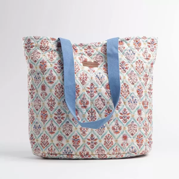 imageMaison d Hermine Shopping Bag Cotton Quilted Tote Bag with Zipper Pockets ampamp Small Pouch Grocery Bag for Work Travel Lunch47  Albane