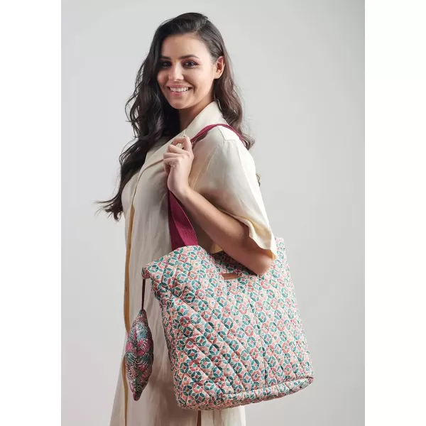 imageMaison d Hermine Shopping Bag Cotton Quilted Tote Bag with Zipper Pockets ampamp Small Pouch Grocery Bag for Work Travel Lunch49  Bamako  Bakary