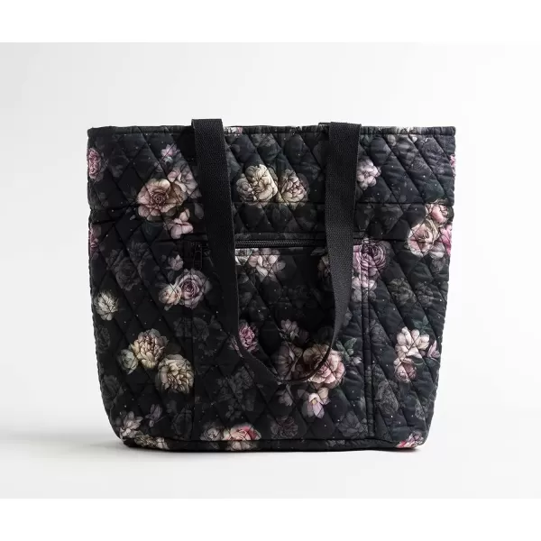 imageMaison d Hermine Shopping Bag Cotton Quilted Tote Bag with Zipper Pockets ampamp Small Pouch Grocery Bag for Work Travel Lunch5  Moody Florals