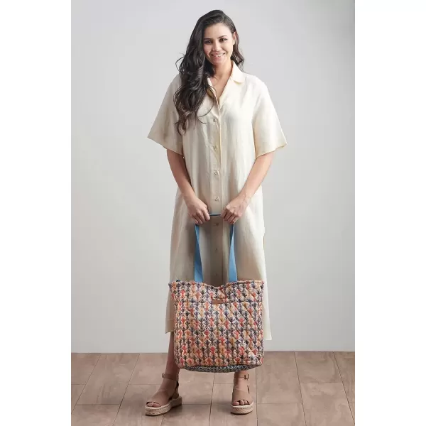 imageMaison d Hermine Shopping Bag Cotton Quilted Tote Bag with Zipper Pockets ampamp Small Pouch Grocery Bag for Work Travel Lunch50  Ikat  Akira