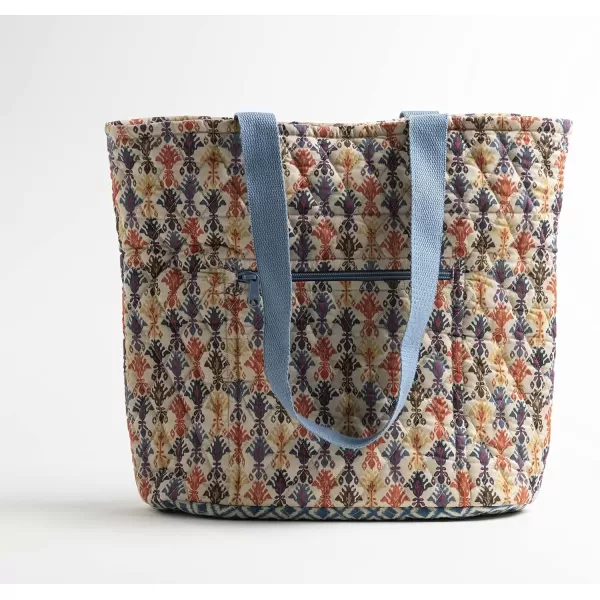 imageMaison d Hermine Shopping Bag Cotton Quilted Tote Bag with Zipper Pockets ampamp Small Pouch Grocery Bag for Work Travel Lunch50  Ikat  Akira