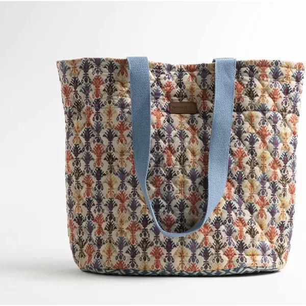 imageMaison d Hermine Shopping Bag Cotton Quilted Tote Bag with Zipper Pockets ampamp Small Pouch Grocery Bag for Work Travel Lunch50  Ikat  Akira