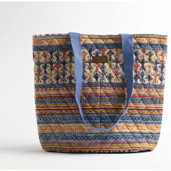 imageMaison d Hermine Shopping Bag Cotton Quilted Tote Bag with Zipper Pockets ampamp Small Pouch Grocery Bag for Work Travel Lunch50  Ikat  Kenji