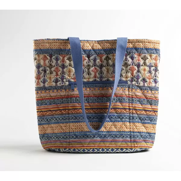 imageMaison d Hermine Shopping Bag Cotton Quilted Tote Bag with Zipper Pockets ampamp Small Pouch Grocery Bag for Work Travel Lunch50  Ikat  Kenji