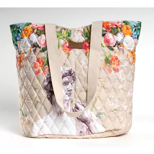 imageMaison d Hermine Shopping Bag Cotton Quilted Tote Bag with Zipper Pockets ampamp Small Pouch Grocery Bag for Work Travel Lunch51  Masterpiece