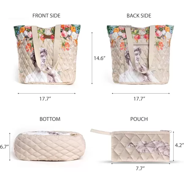 imageMaison d Hermine Shopping Bag Cotton Quilted Tote Bag with Zipper Pockets ampamp Small Pouch Grocery Bag for Work Travel Lunch51  Masterpiece