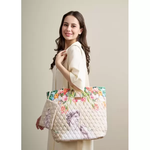 imageMaison d Hermine Shopping Bag Cotton Quilted Tote Bag with Zipper Pockets ampamp Small Pouch Grocery Bag for Work Travel Lunch51  Masterpiece