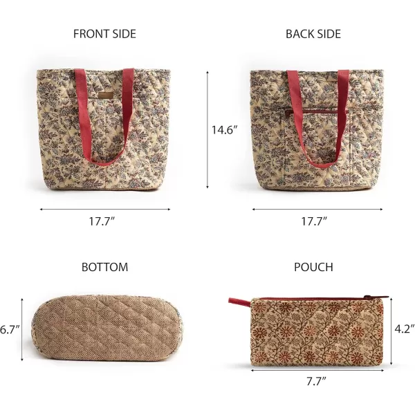 imageMaison d Hermine Shopping Bag Cotton Quilted Tote Bag with Zipper Pockets ampamp Small Pouch Grocery Bag for Work Travel Lunch6  Asmi
