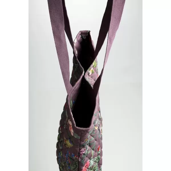 imageMaison d Hermine Shopping Bag Cotton Quilted Tote Bag with Zipper Pockets ampamp Small Pouch Grocery Bag for Work Travel Lunch8  Eden  Violet