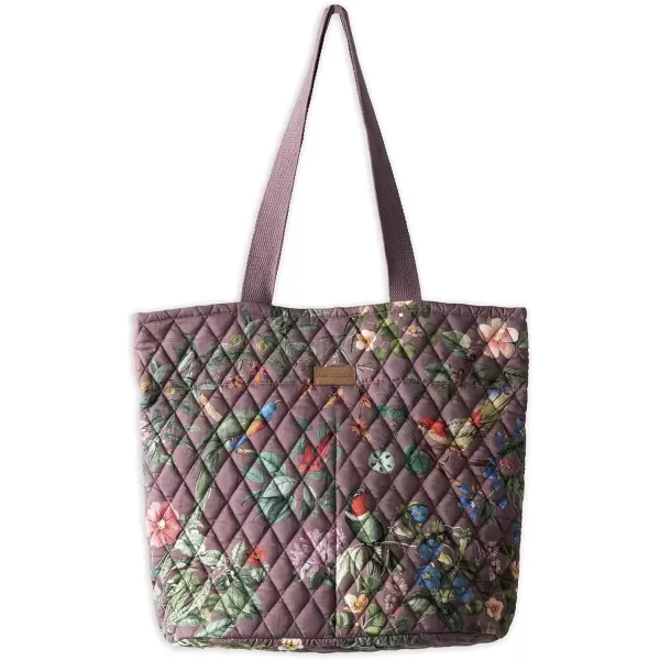 imageMaison d Hermine Shopping Bag Cotton Quilted Tote Bag with Zipper Pockets ampamp Small Pouch Grocery Bag for Work Travel Lunch8  Eden  Violet